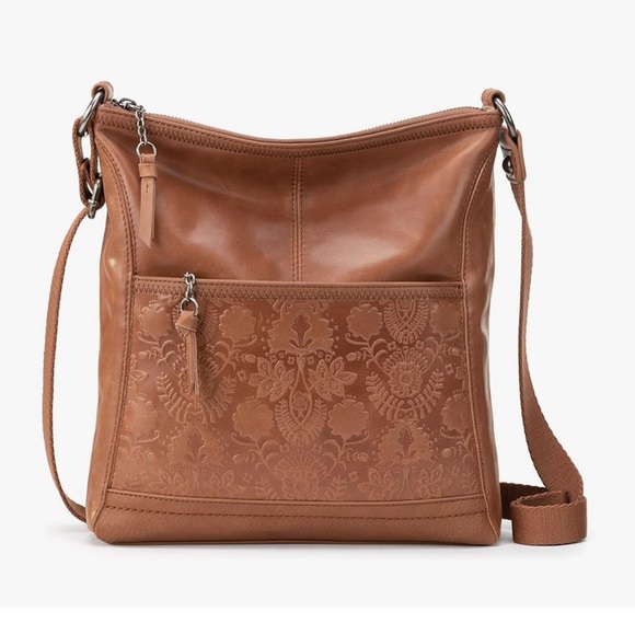 The Sak Handbags - The Sak Tan Crossbody Bag with Embossed Floral Design